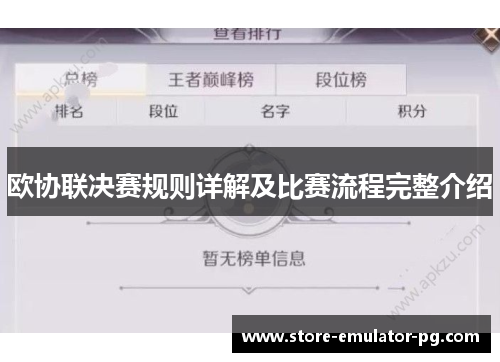 欧协联决赛规则详解及比赛流程完整介绍
